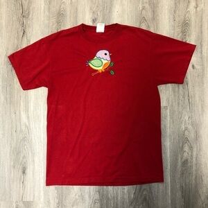 Cottagecore Grandma Short Sleeve Embroidered Bird T Shirt Size Medium Quilted